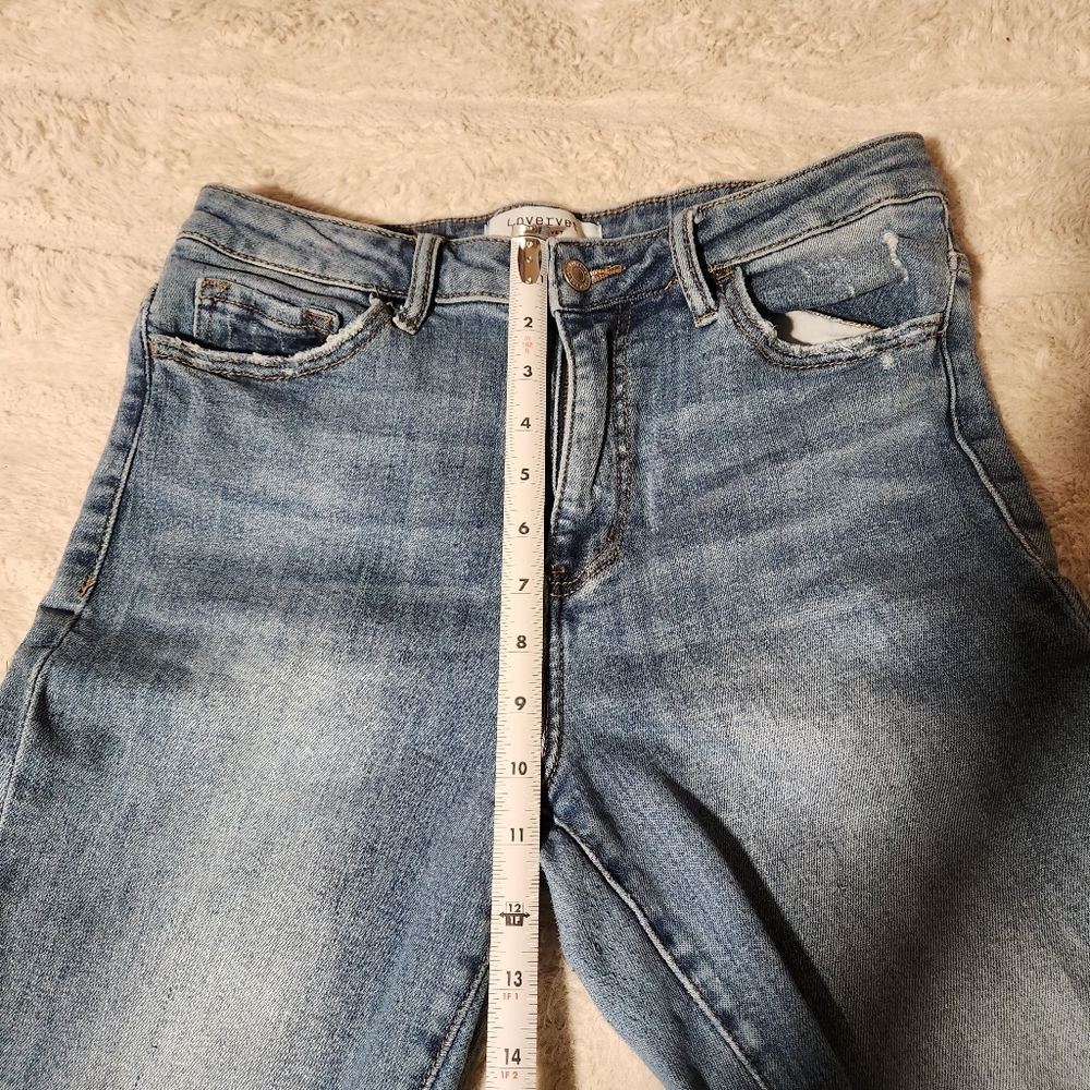 Lovervet by Vervet  Womens Sz 30 Jeans Distressed Hi Rise Ankle Straight Stretch - Picture 5 of 9